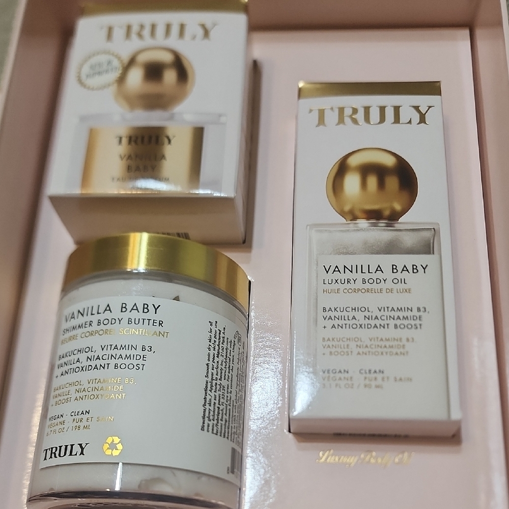 TRULY Vanilla Baby Shimmer Body Set - Gold and White